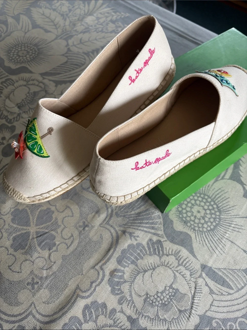 kate spade Tiki Time Espadrilles Canvas in Cream